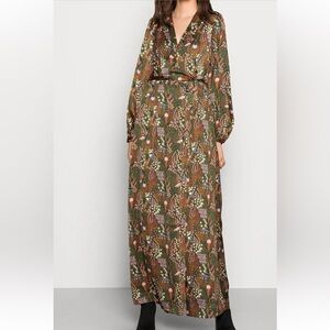 Scotch & Soda Bohemian Olive Wrap Floral Maxi Dress